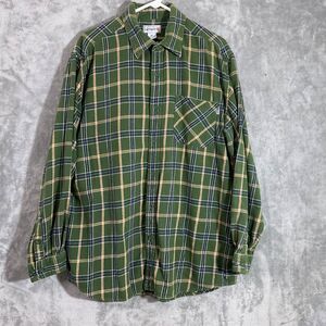 Carhartt Flannel Fleece Shirt Jacket Men's Sz XL Green plaid Shacket outdoors *